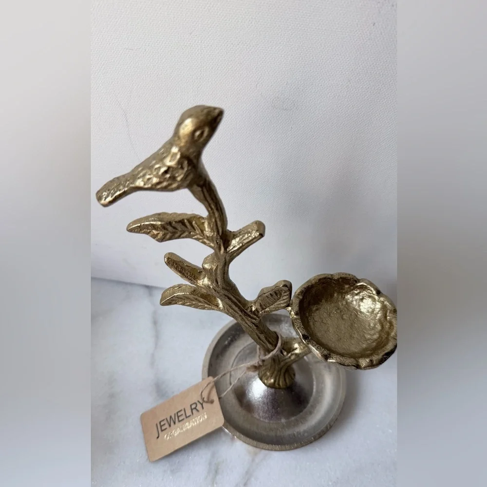 Gold and Silver Jewelry tree with bird Holder,organizer